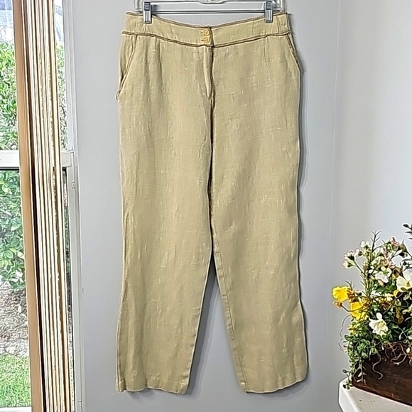 HARVY BENARD, women's linen pants. With front zipper. 2 front pockets. Nice - Picture 1 of 5